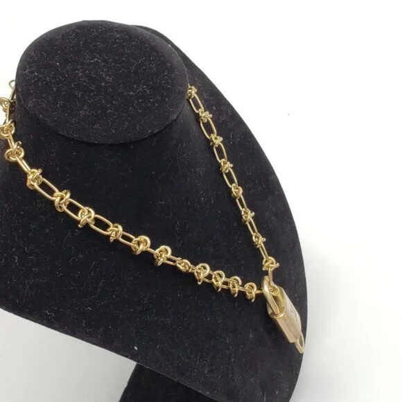 Louis Vuitton Gold Padlock w/Unbranded Stainless Steel 18k Plated Chain&Bracelet - Picture 12 of 13